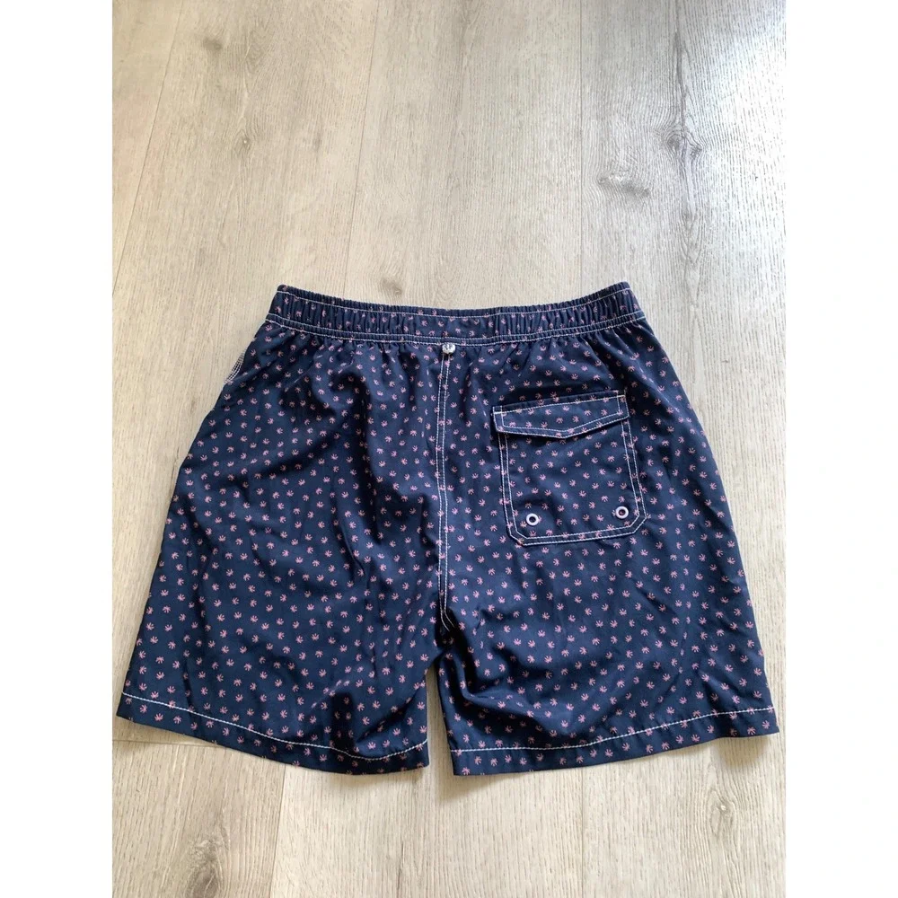 Johnnie-O Boys Navy Blue Pink Palm Tree Print‎ Swim Trunks Board Shorts Size 14